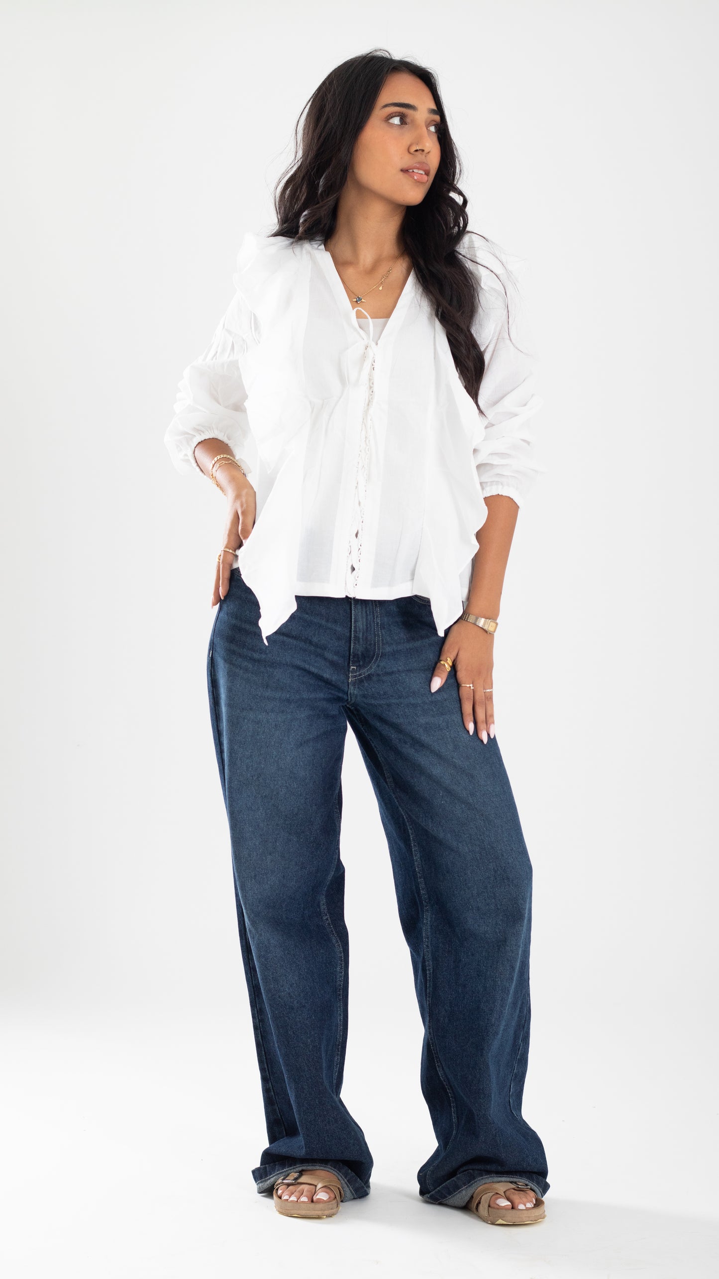 White Boho ruffle voil via