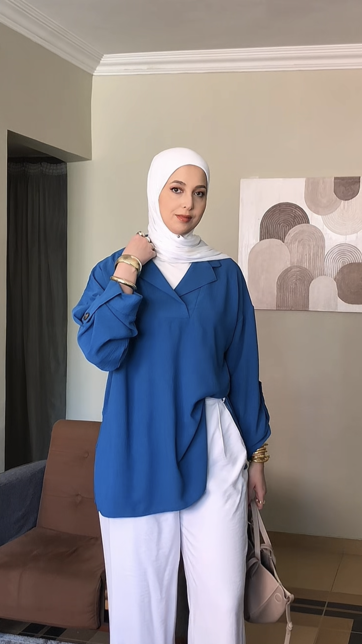 blue-cobalt crepe blouse