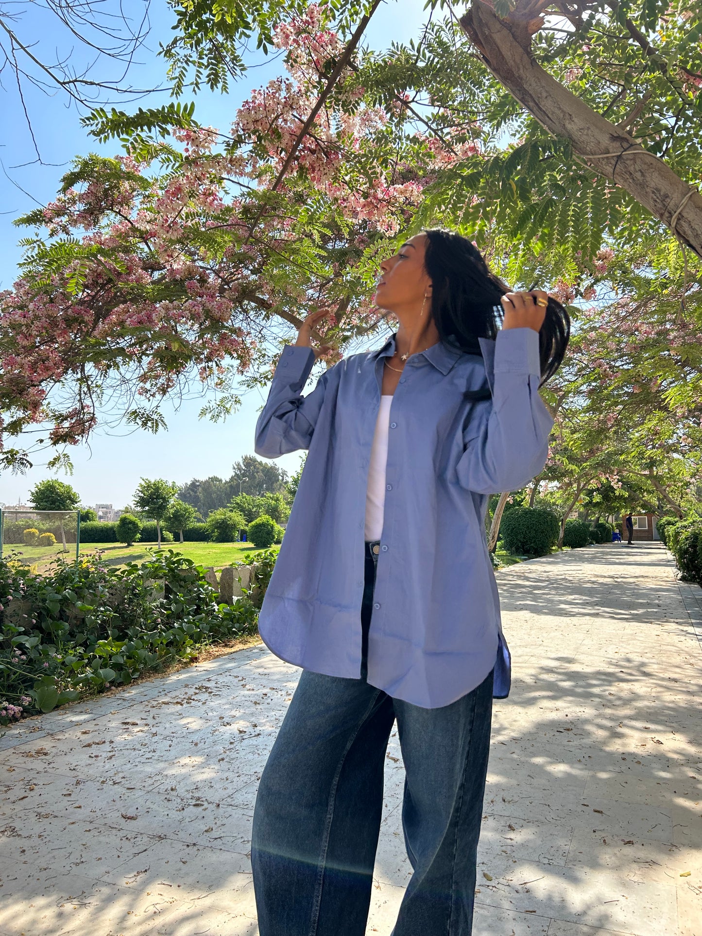 Indigo over size shirt