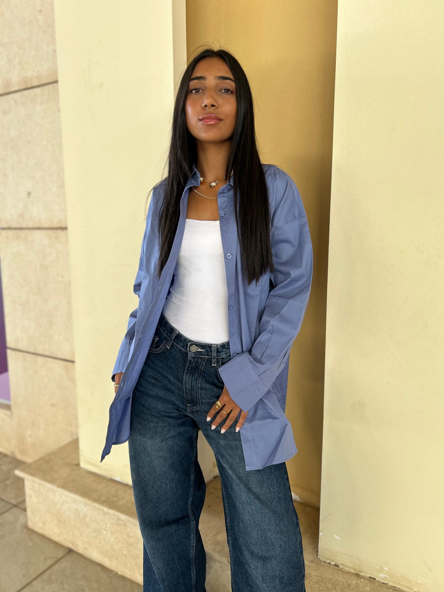 Indigo over size shirt