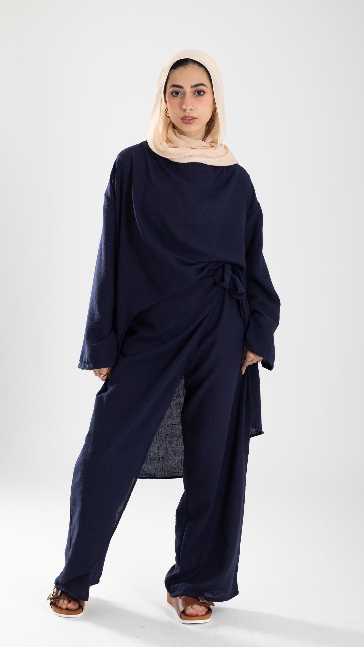 Navy Linen set (50%cotton