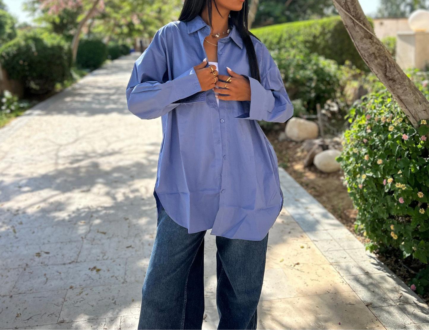 Indigo over size shirt
