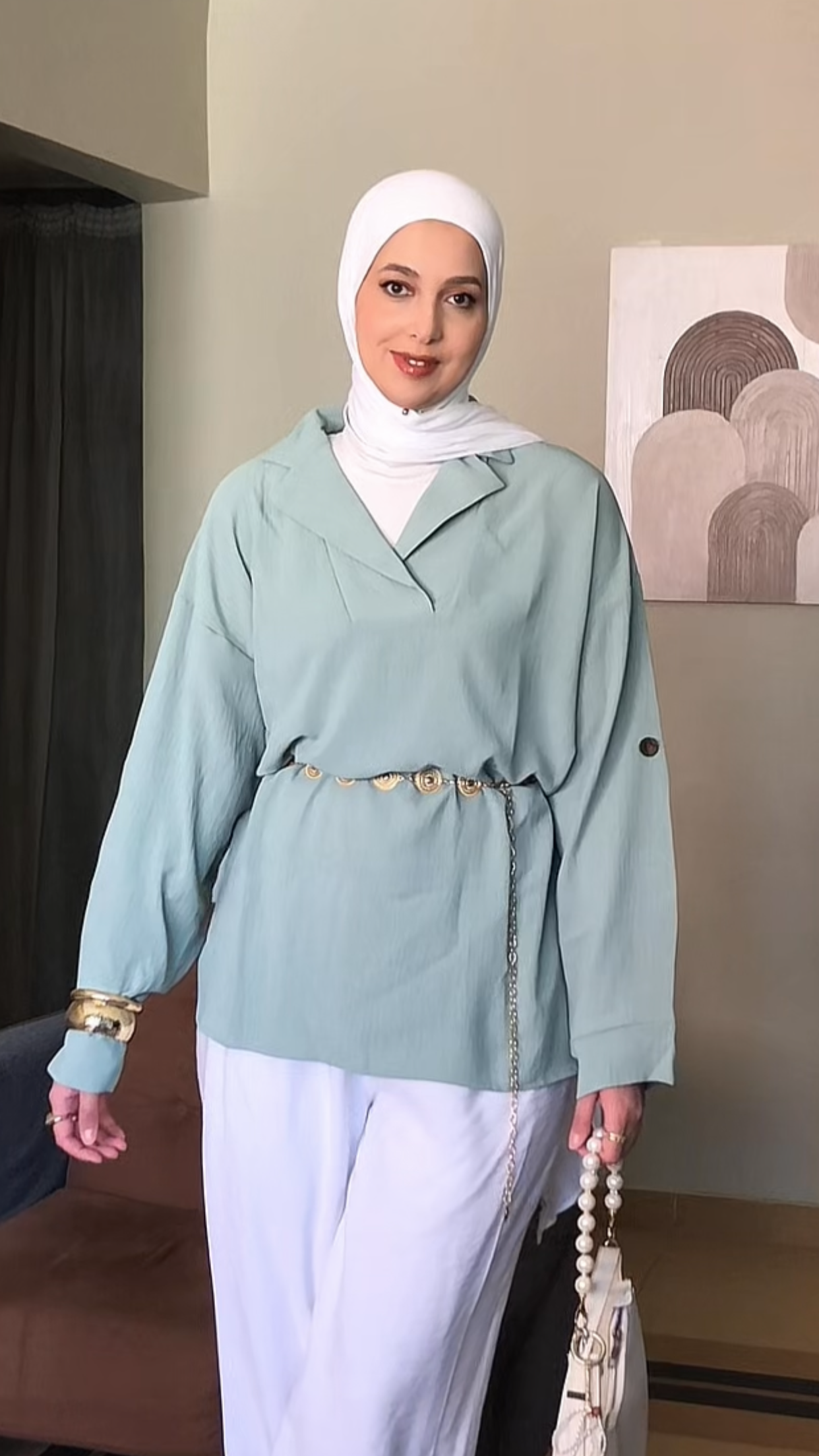 green-pastel crepe blouse