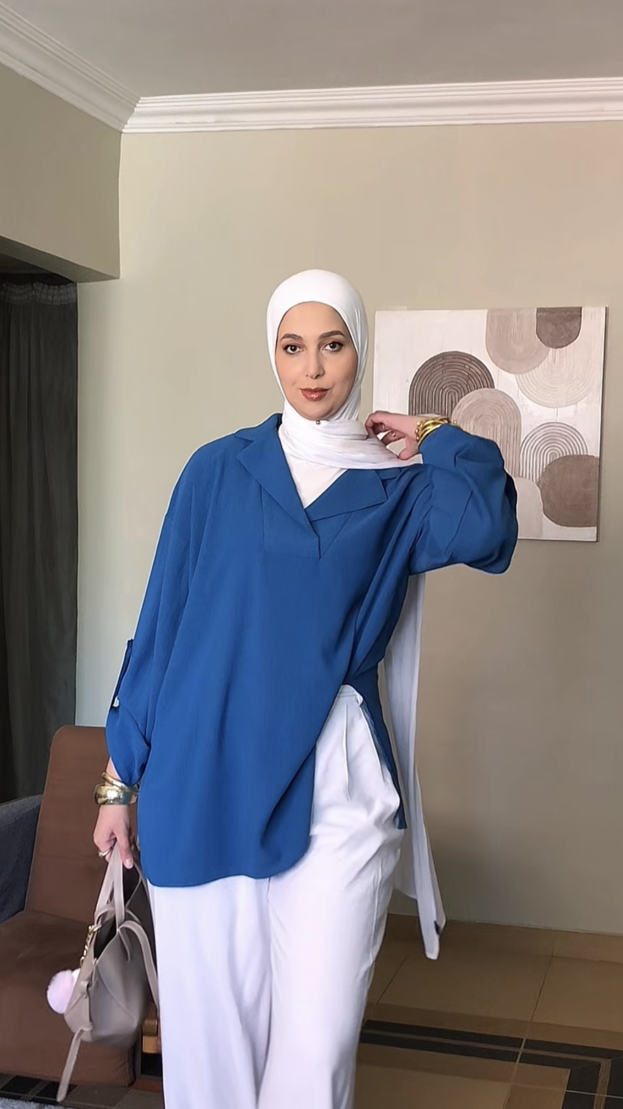 blue-cobalt crepe blouse