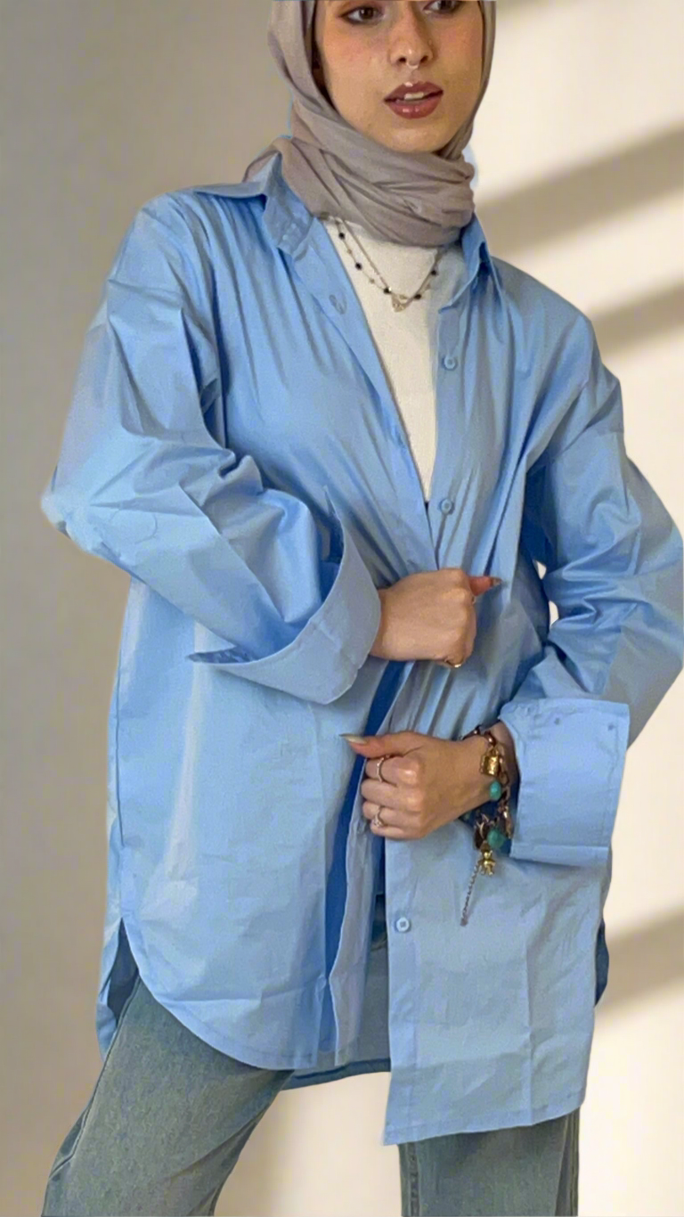 Baby blue over size shirt