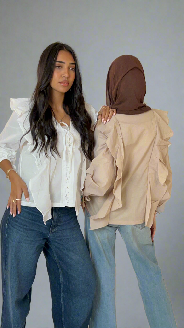 White Boho ruffle voil via