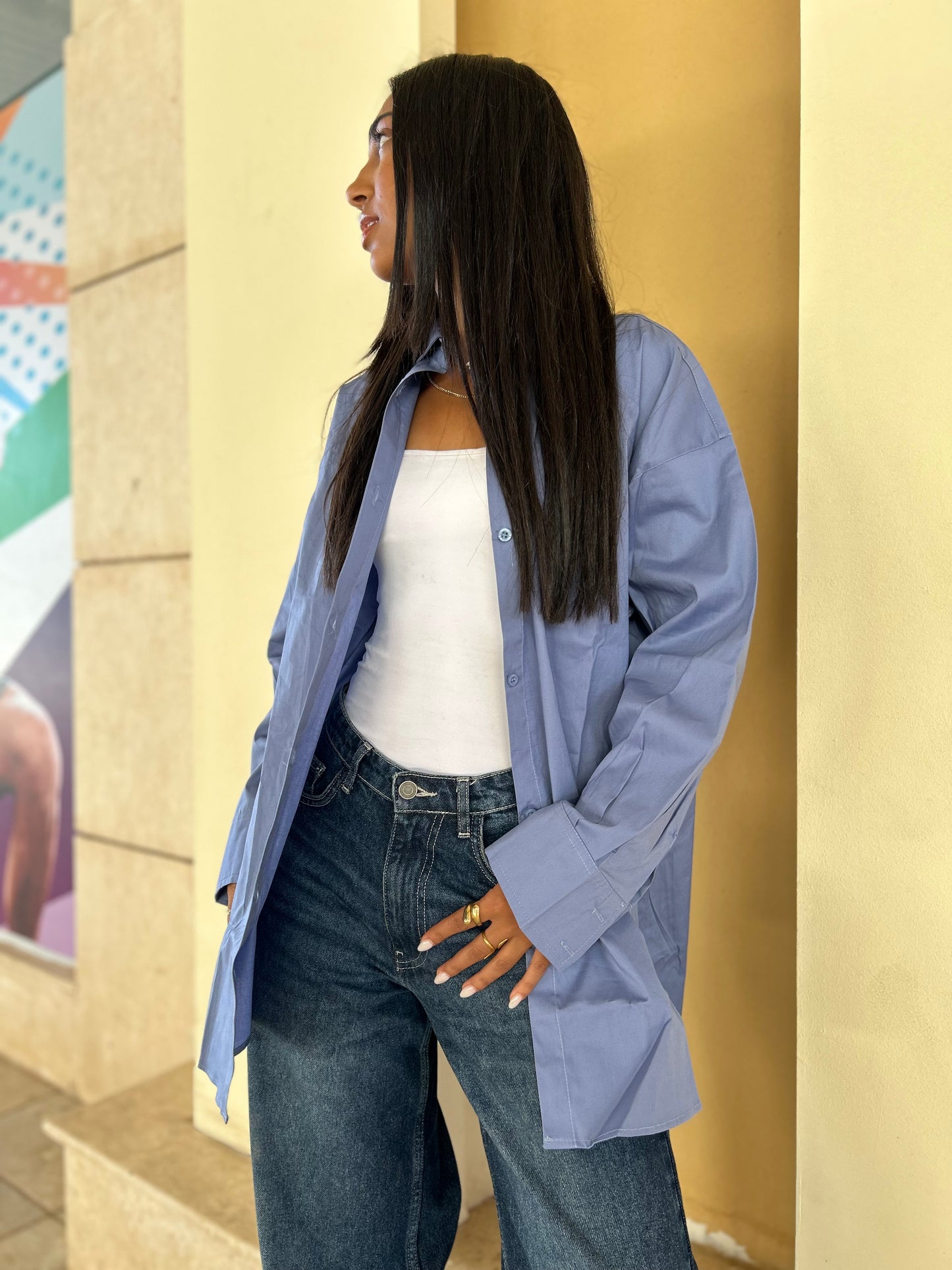 Indigo over size shirt