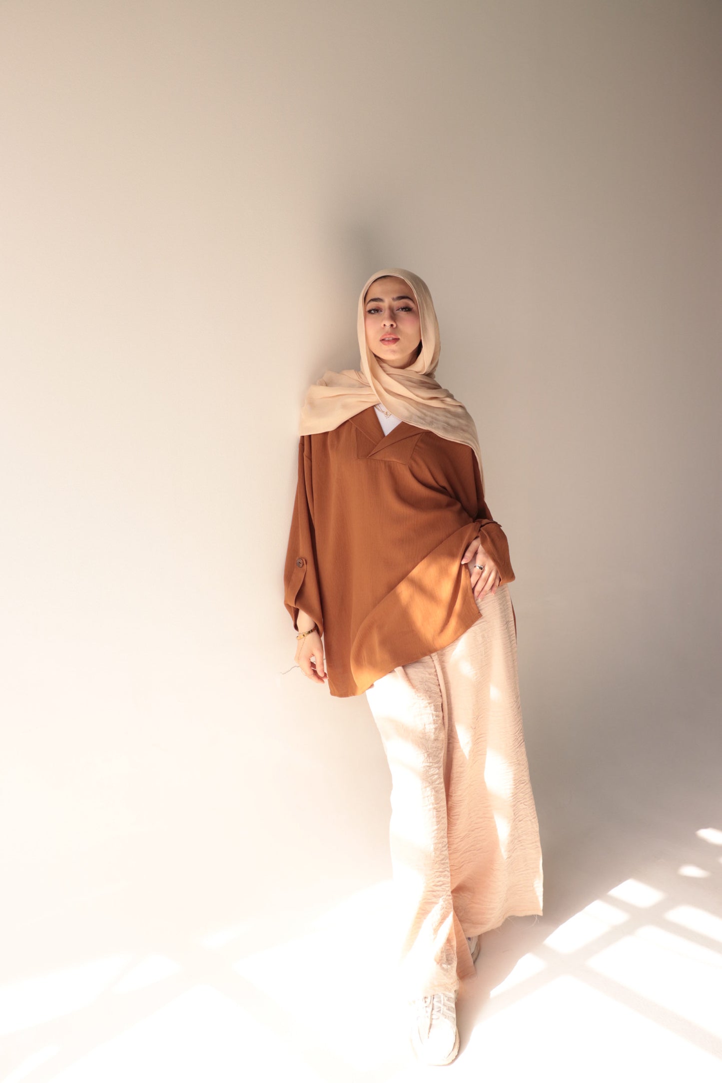 brown crepe blouse