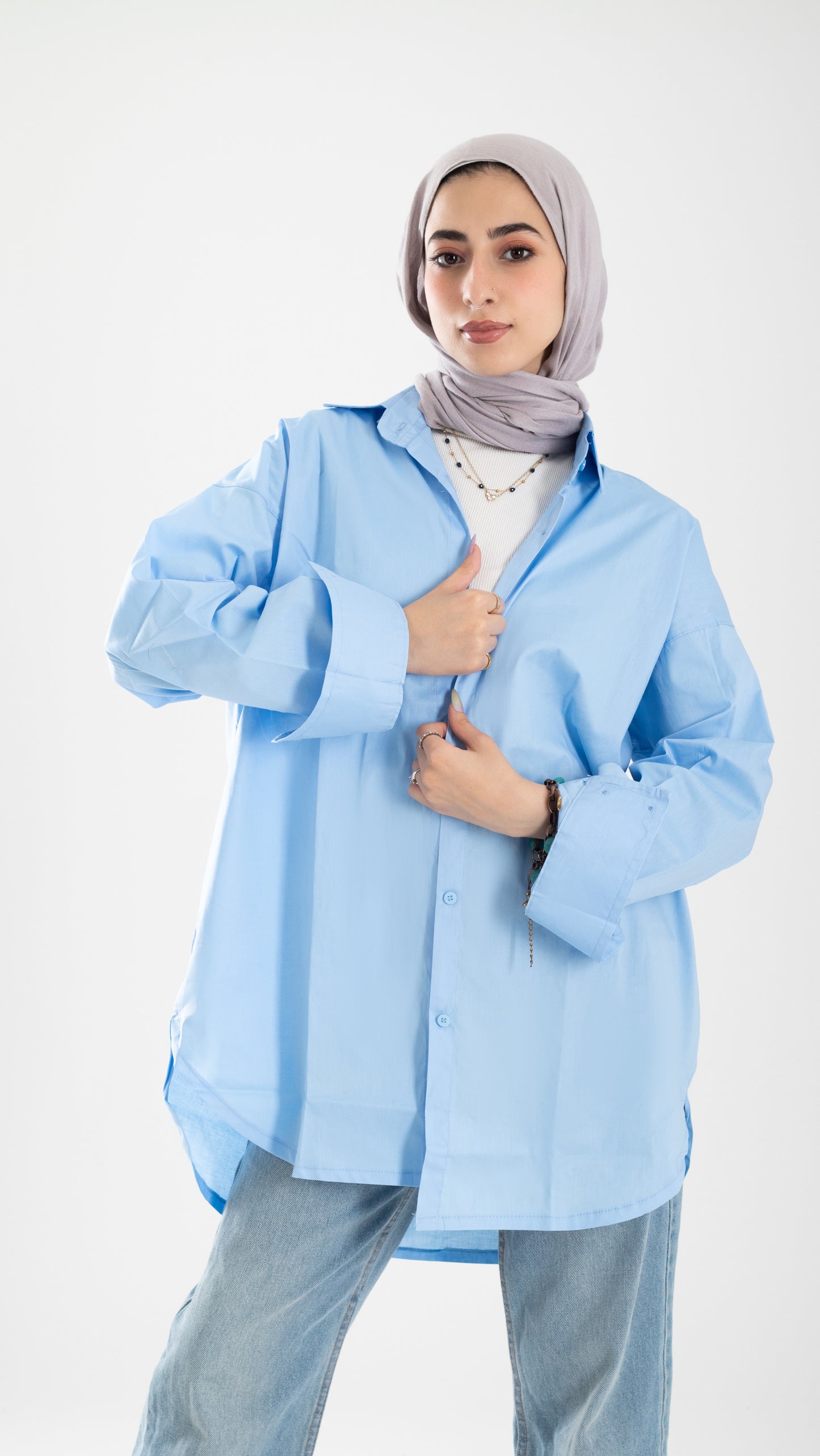 Baby blue over size shirt
