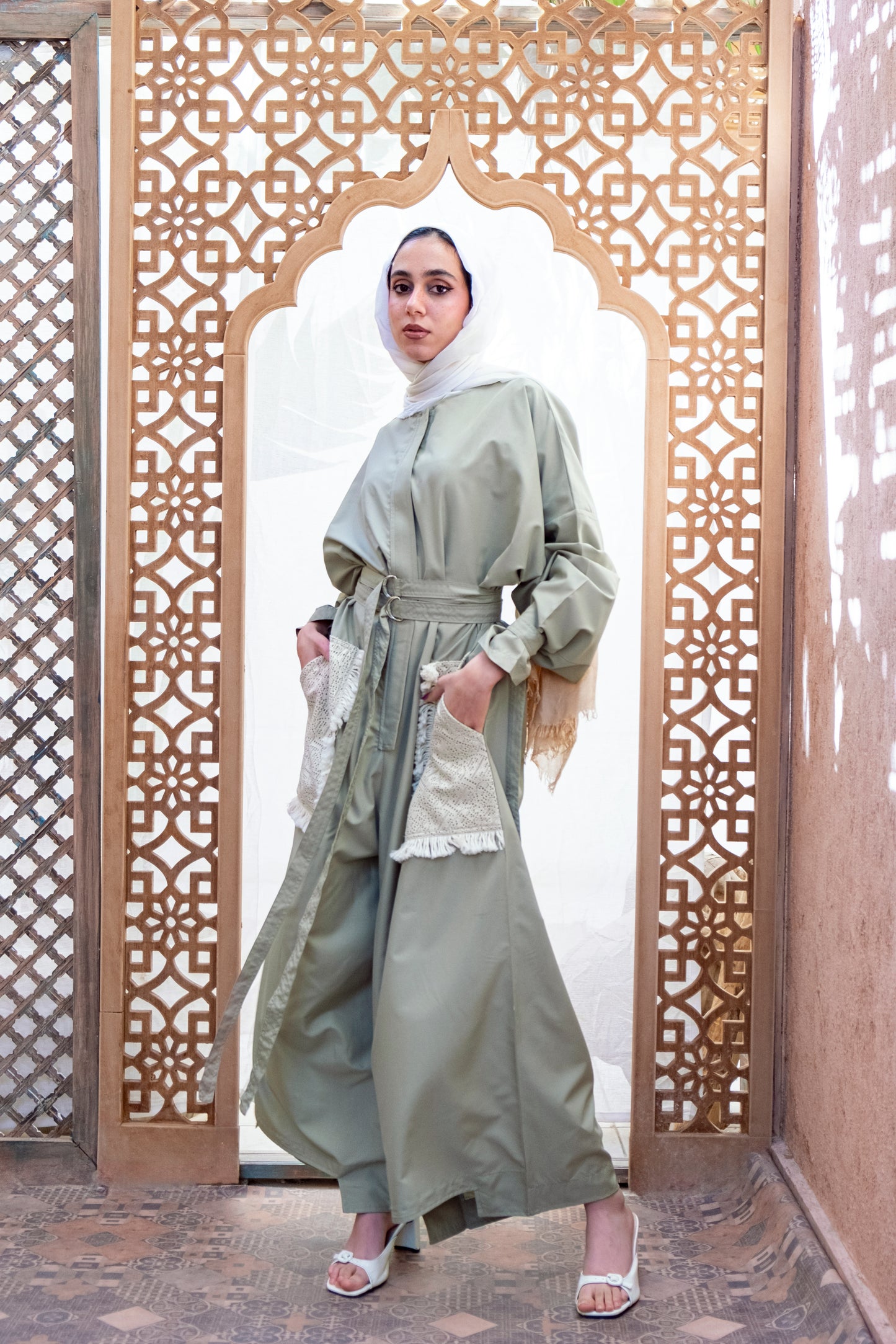 jumpsuit with lace pocket