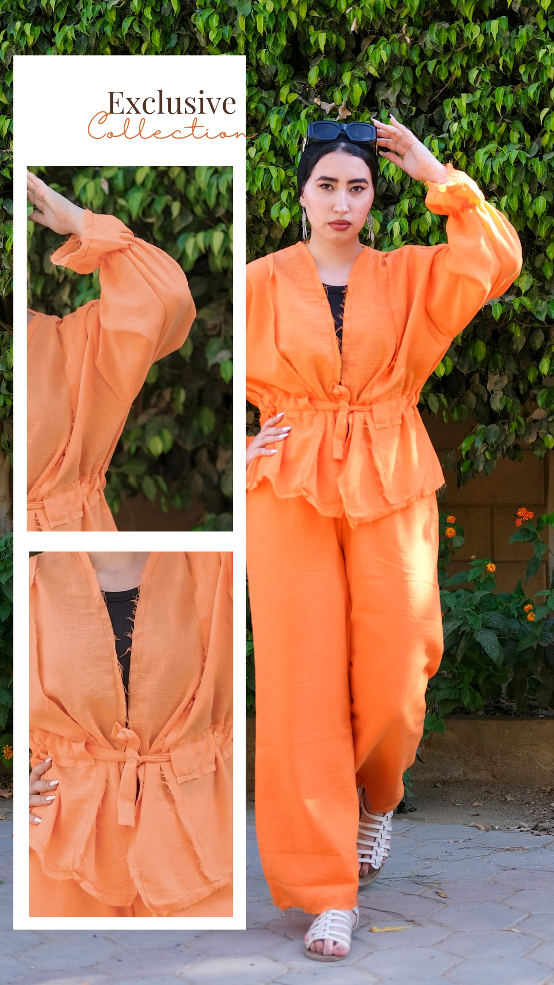 orange linen set