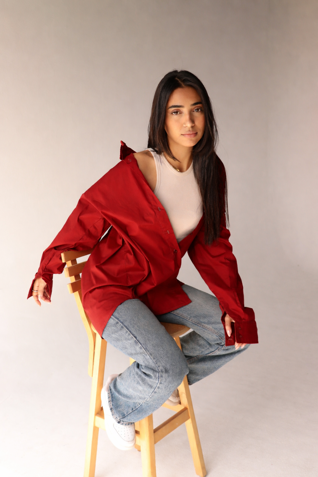 Red oversize shirt