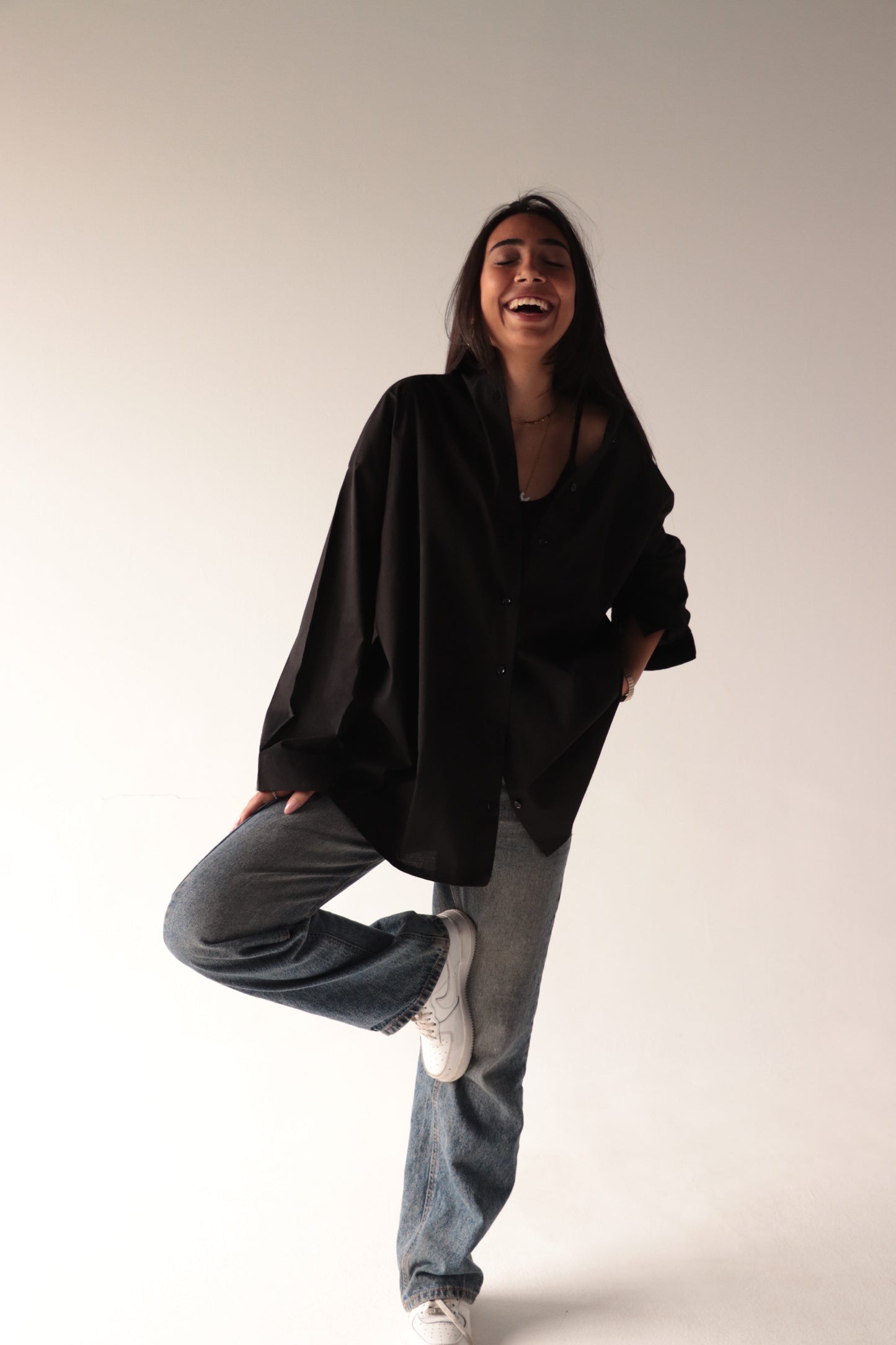 black oversize shirt