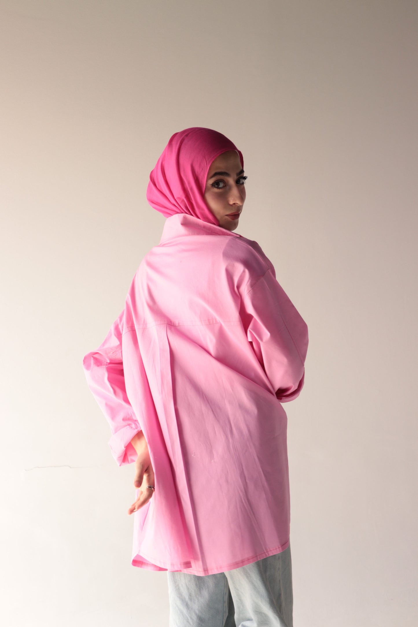 pink over size shirt
