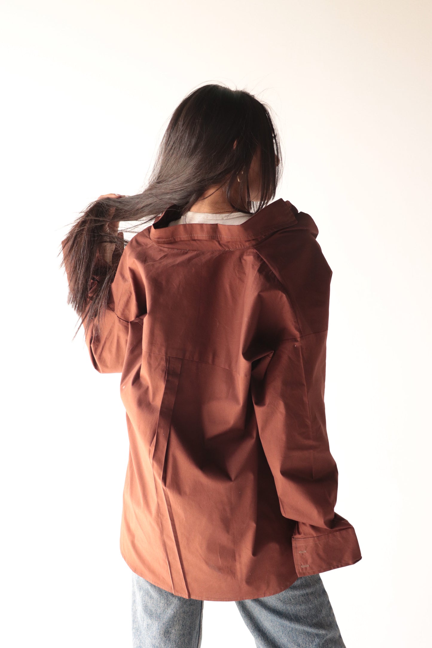 brown over size shirt