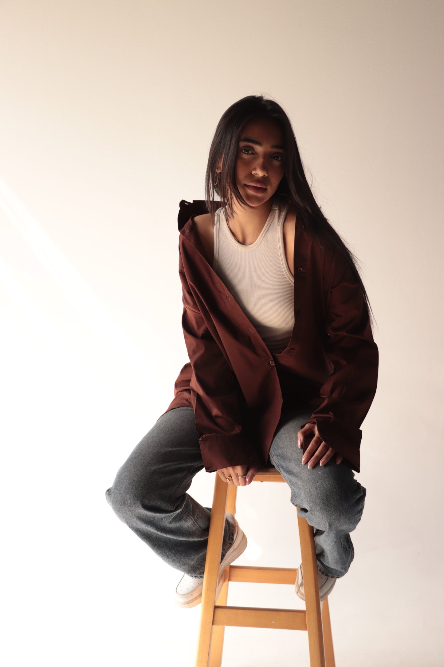 brown over size shirt