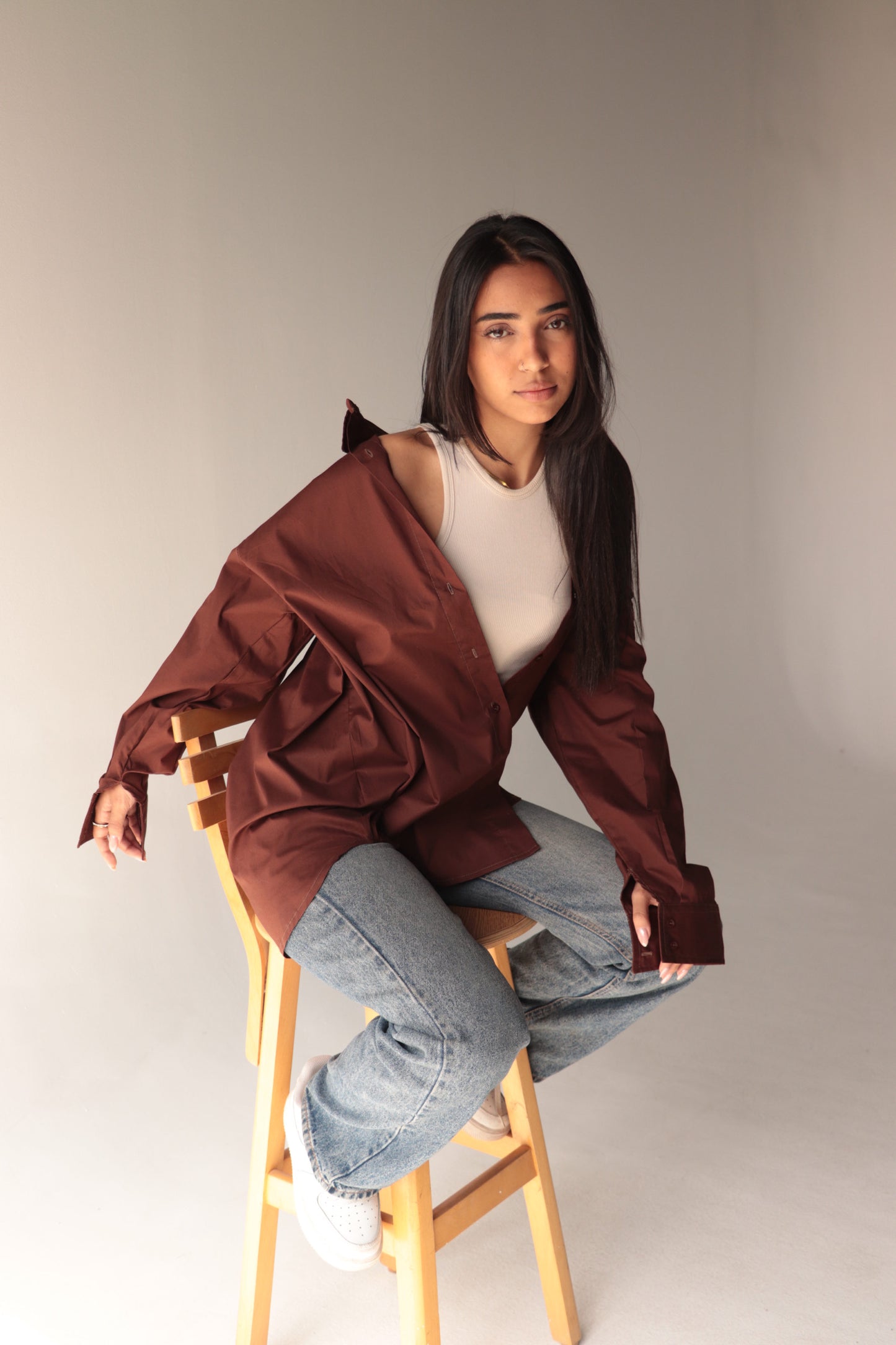brown over size shirt