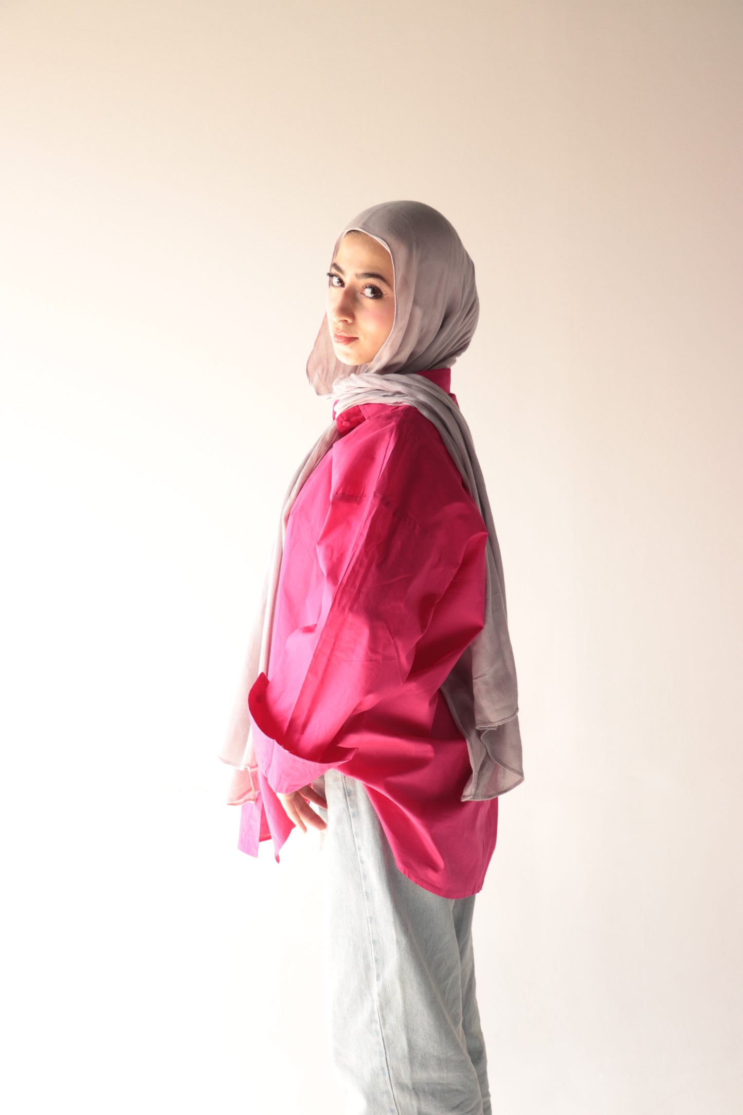 fuchsia over size shirt