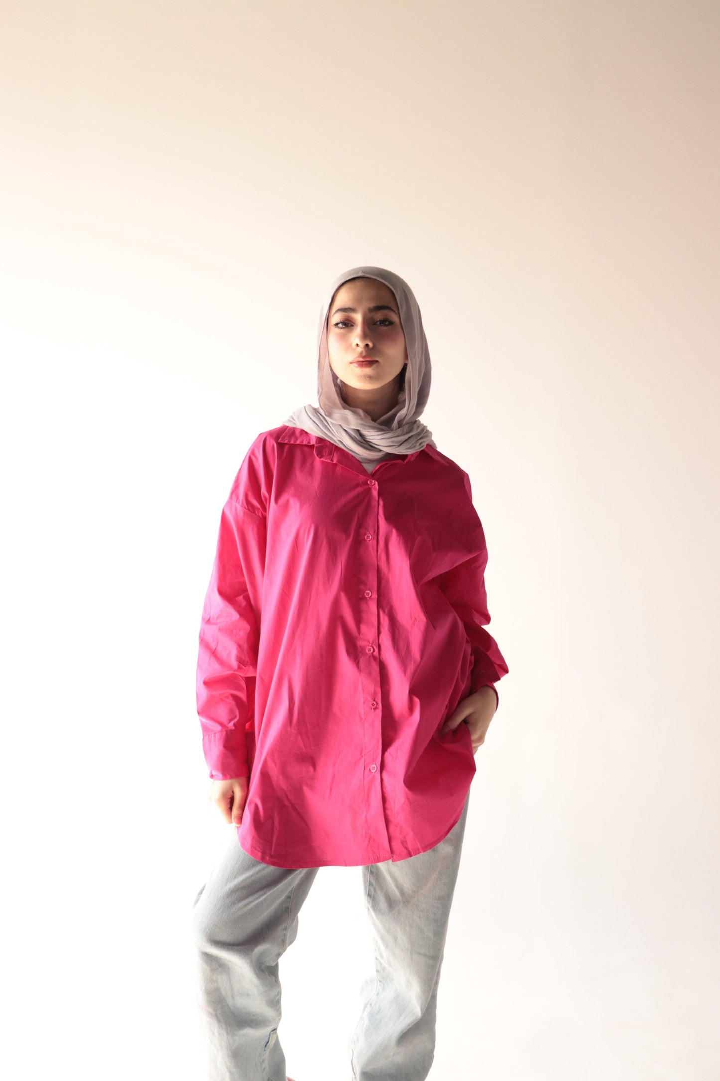 fuchsia over size shirt
