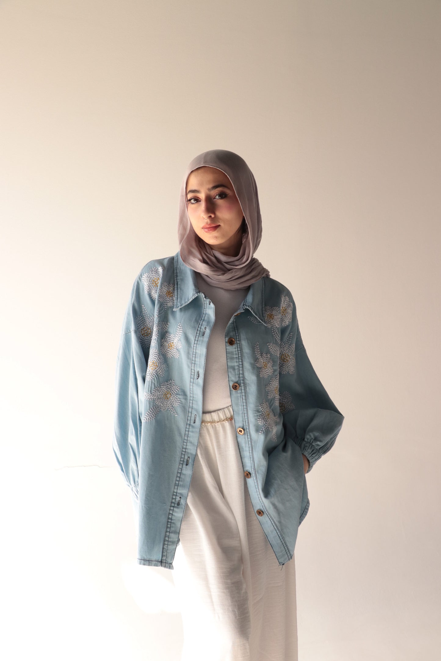 denim embrodery shirt
