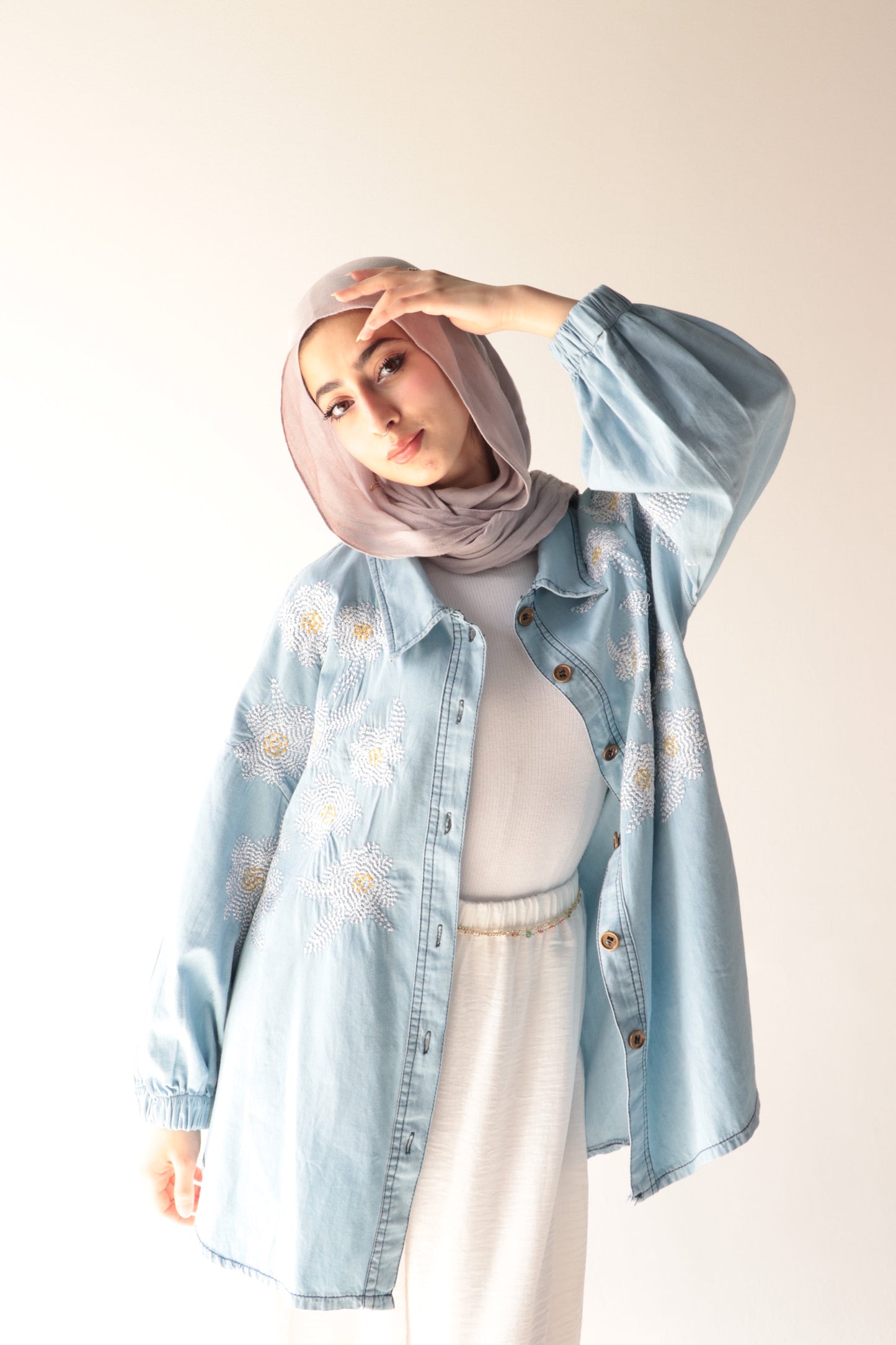 denim embrodery shirt