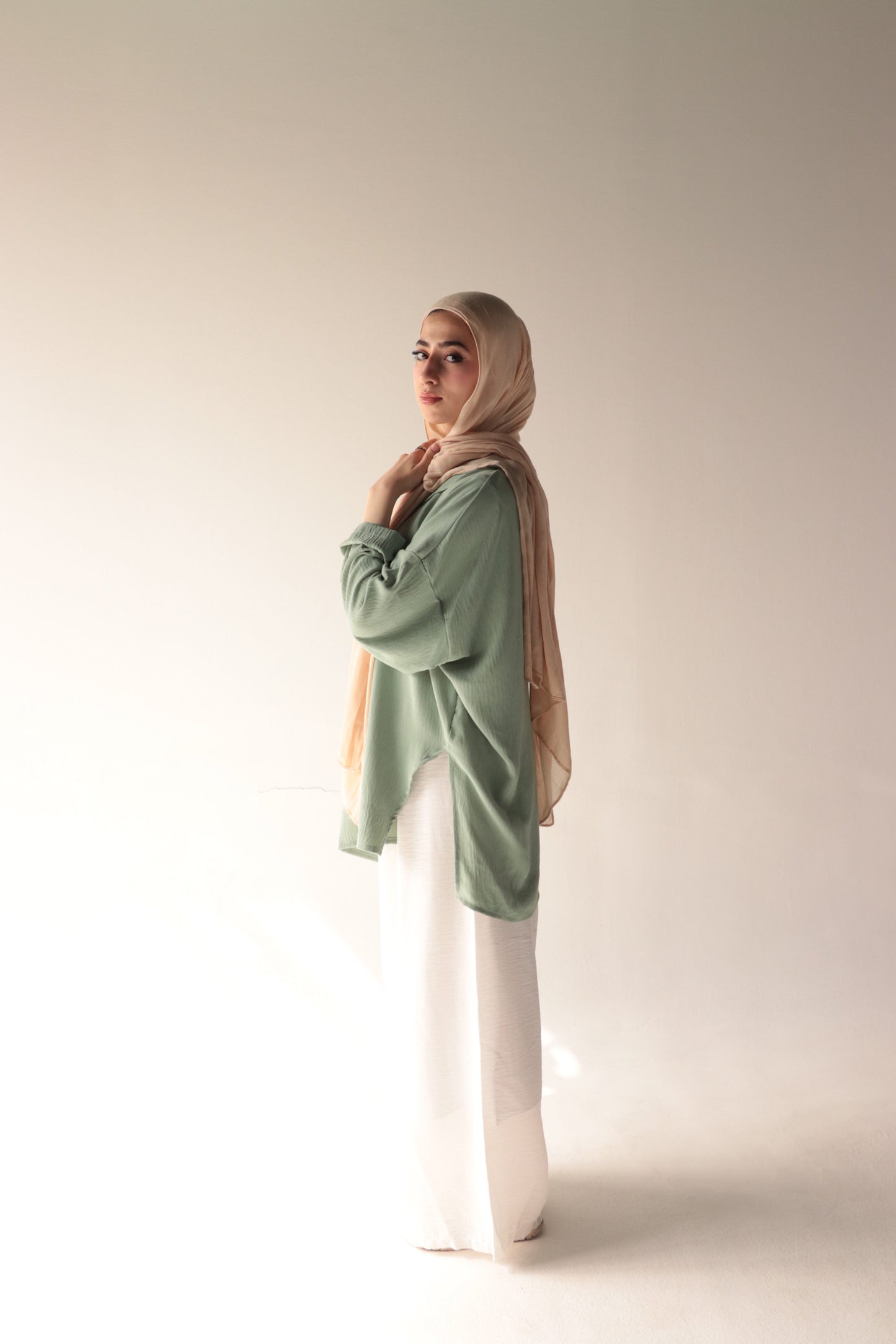 green-pastel crepe blouse