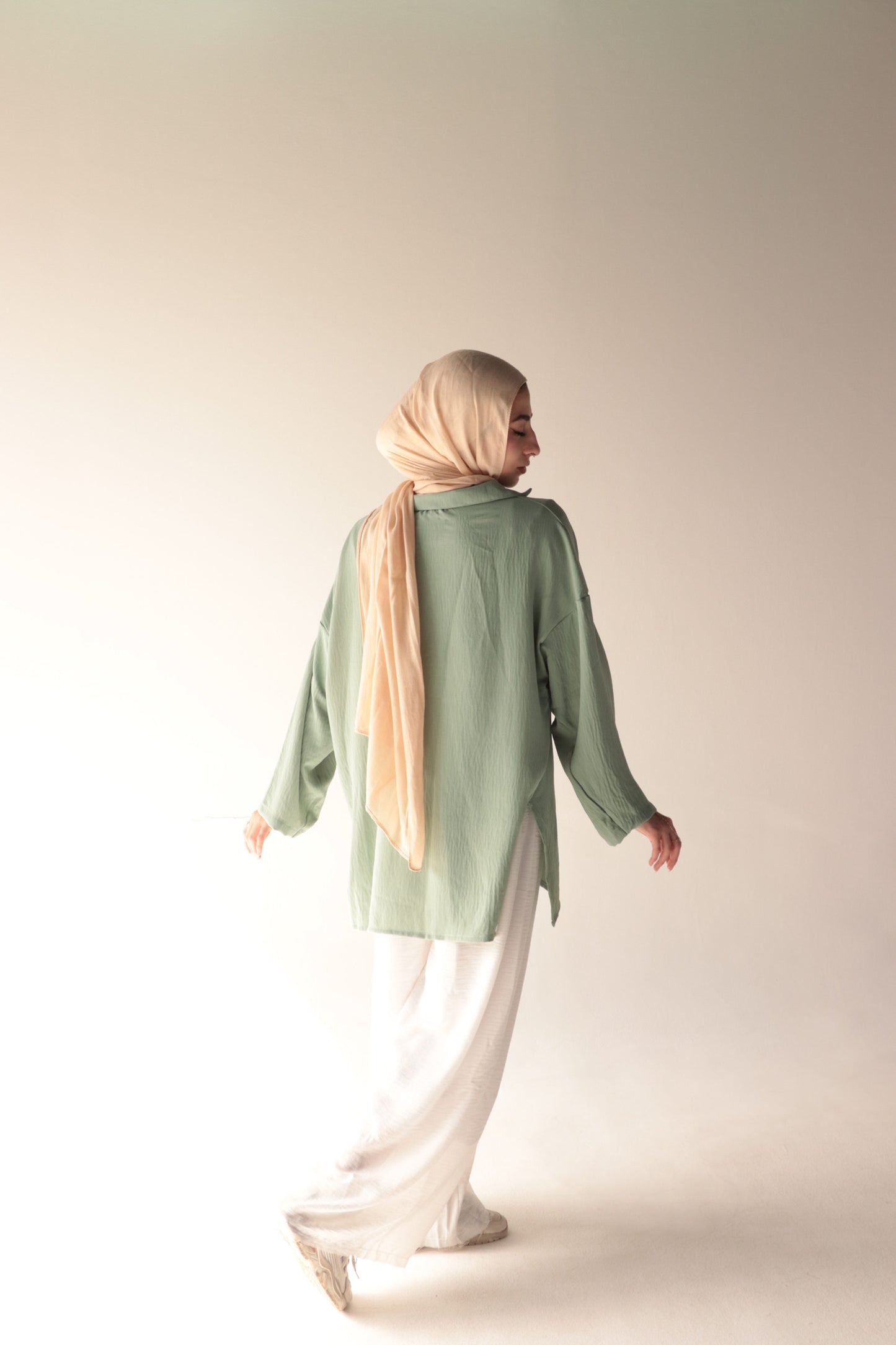 green-pastel crepe blouse