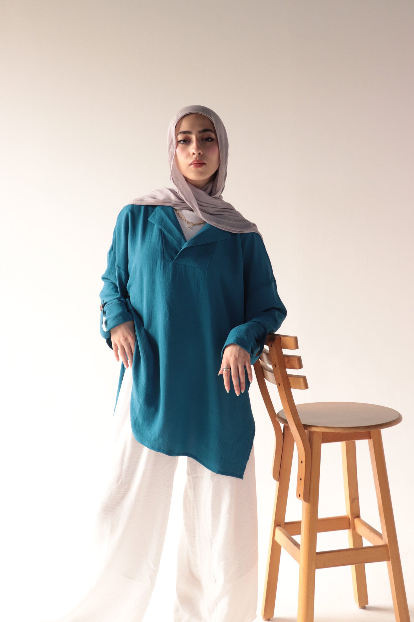 blue-cobalt crepe blouse