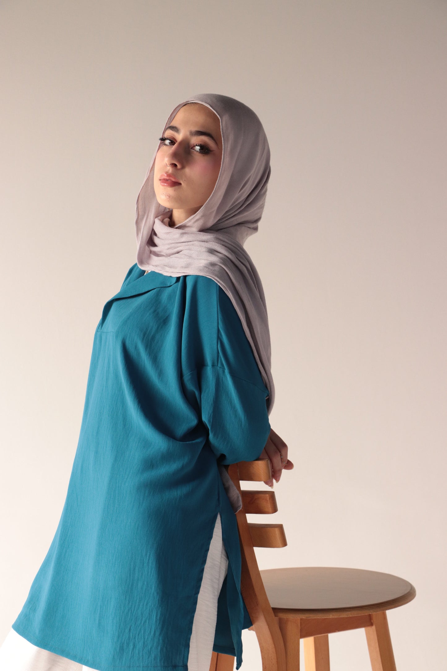 blue-cobalt crepe blouse