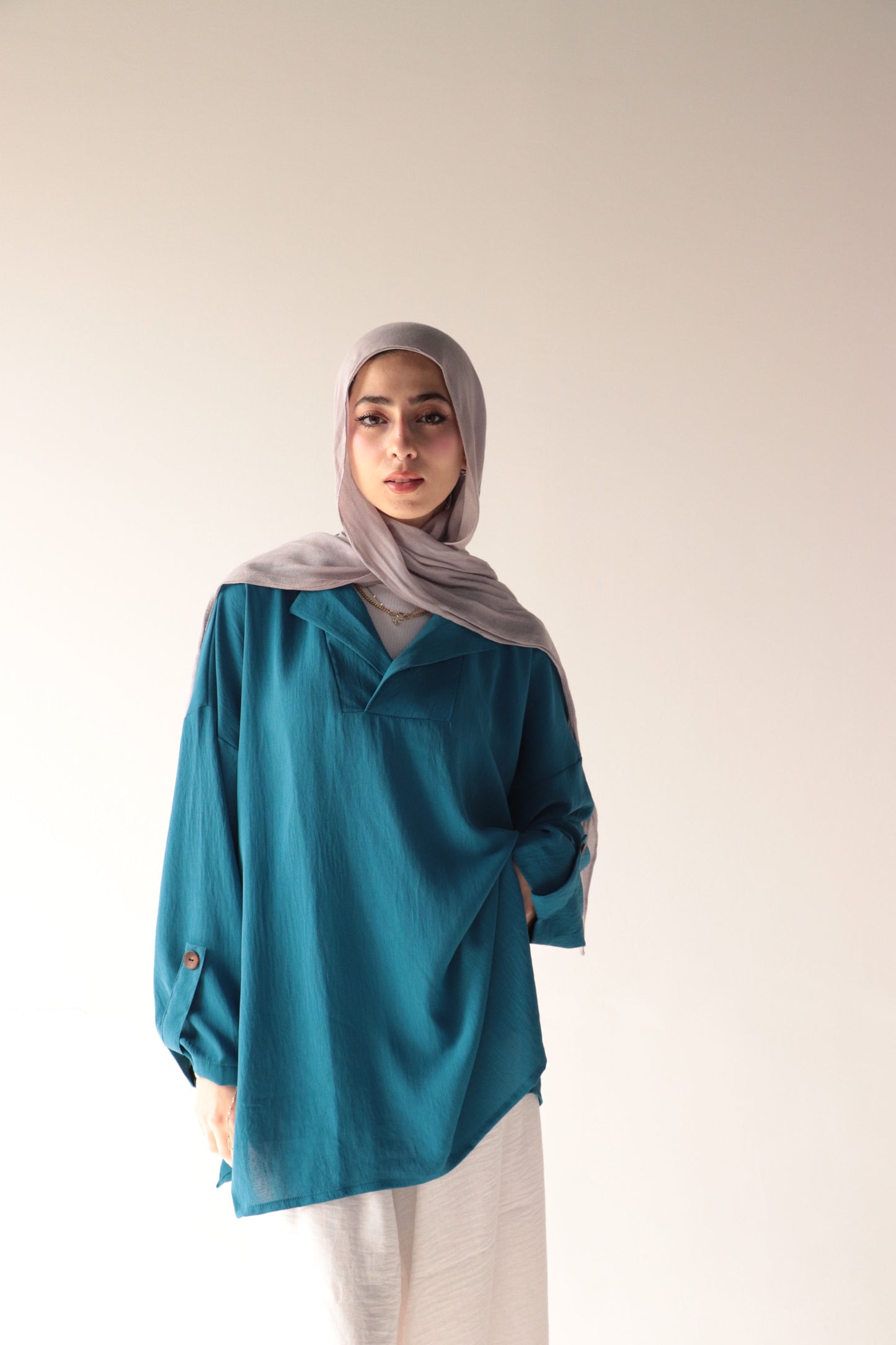 blue-cobalt crepe blouse