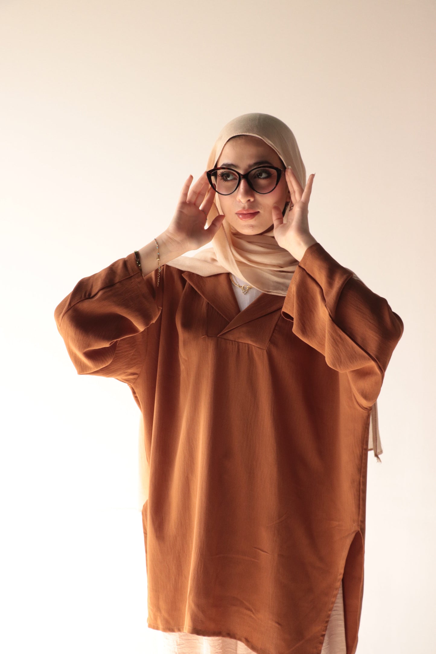 brown crepe blouse