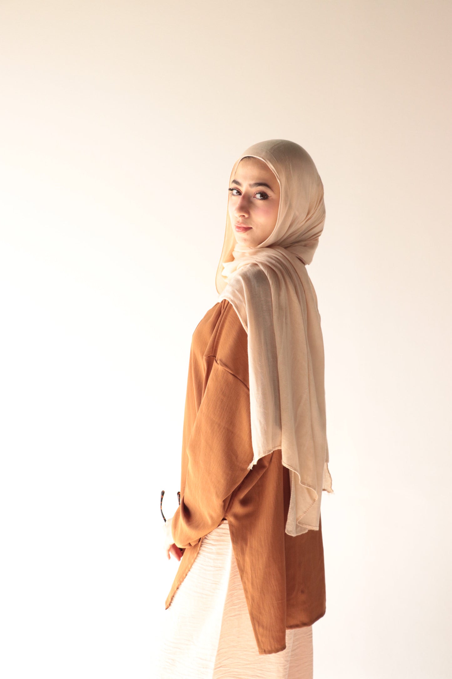 brown crepe blouse