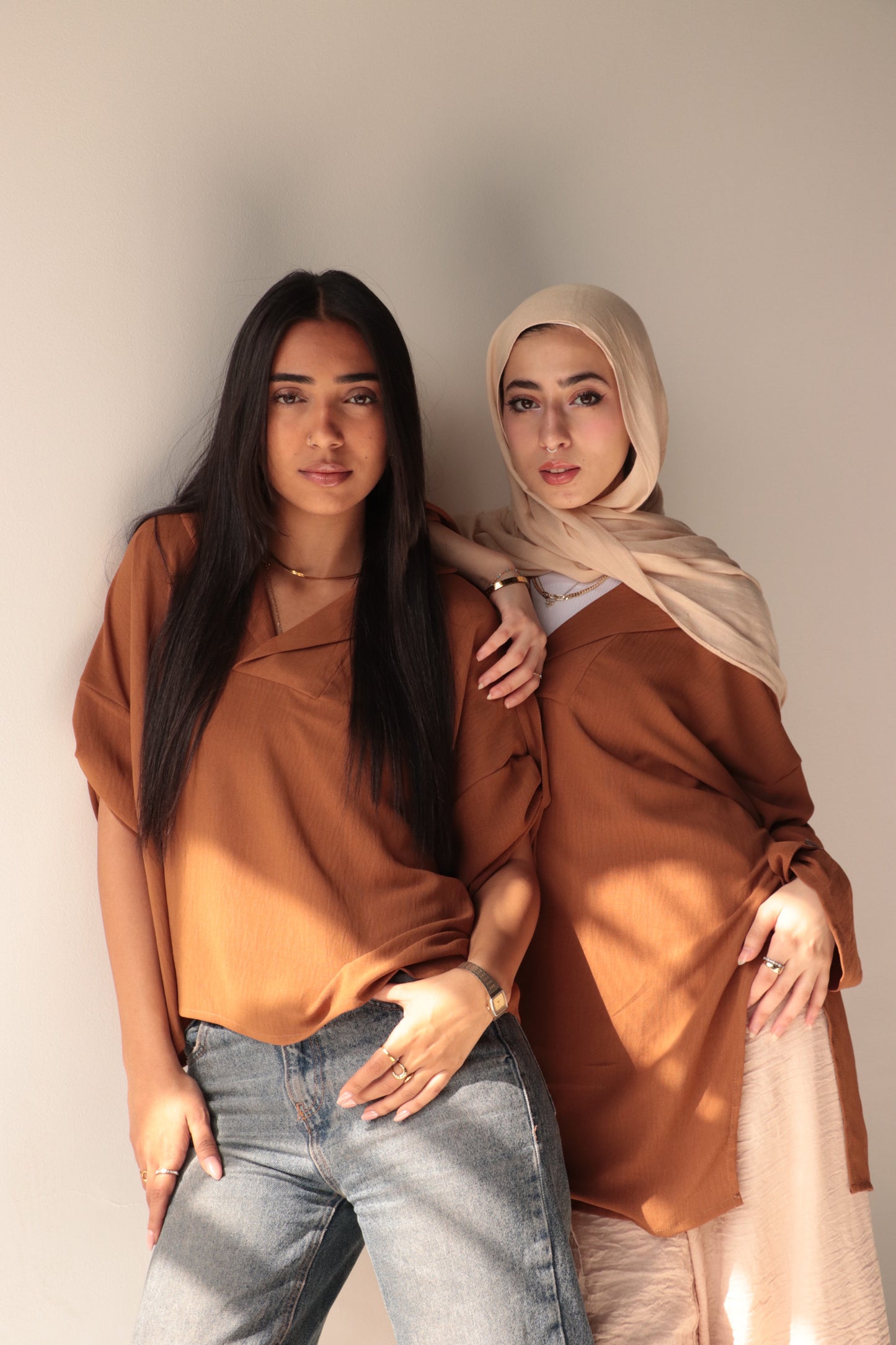 brown crepe blouse