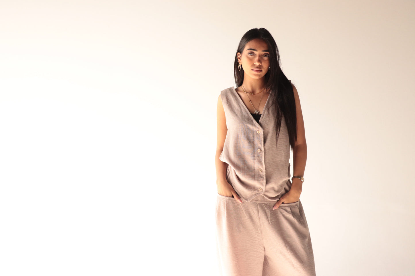 bohimi vest linen set