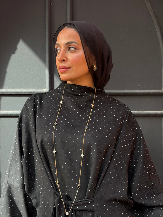 suede studs abaya (black)