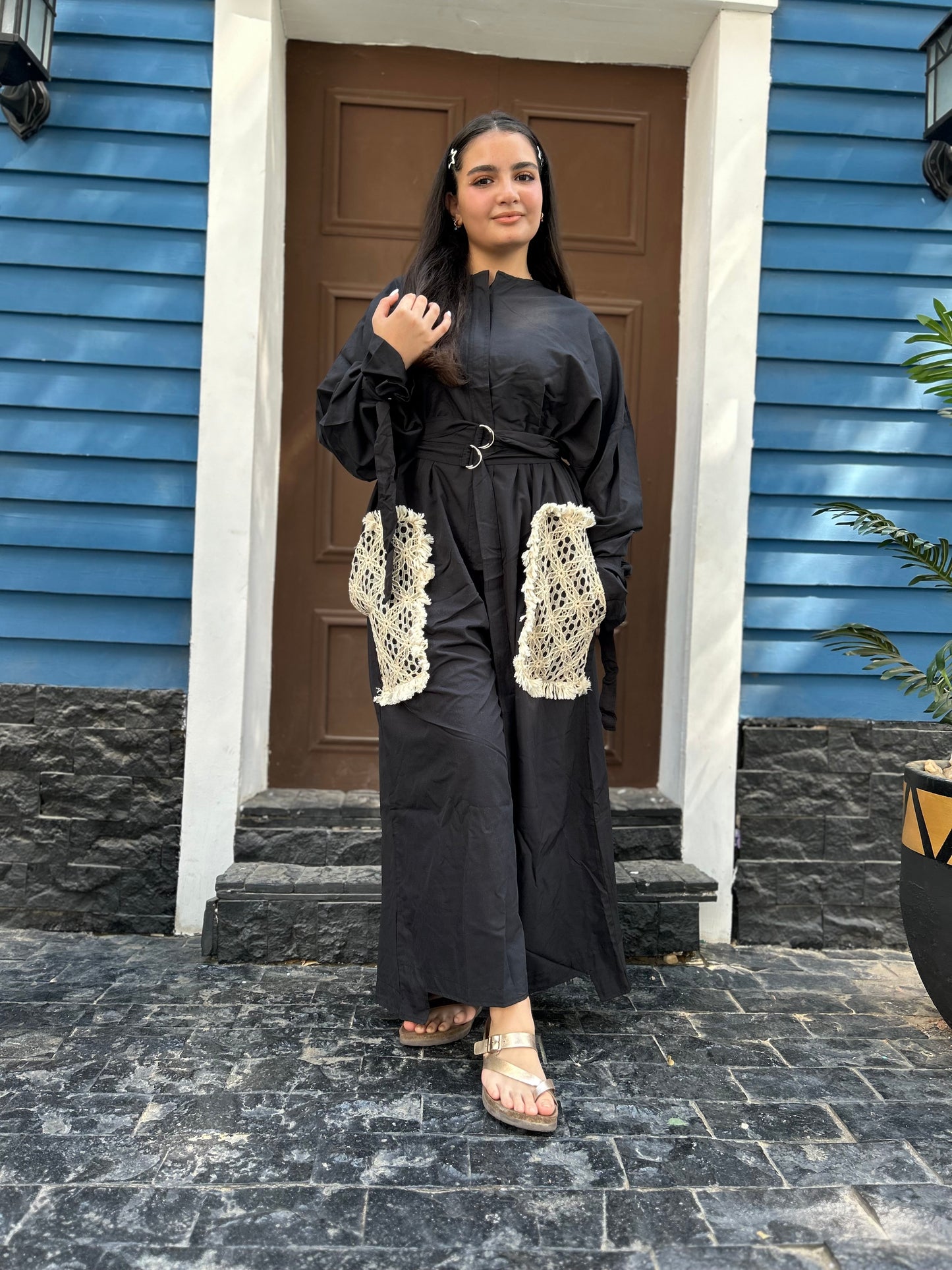 jumpsuit with lace pocket