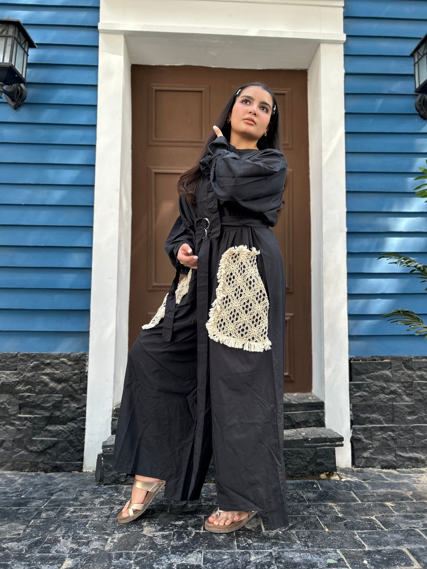 jumpsuit with lace pocket