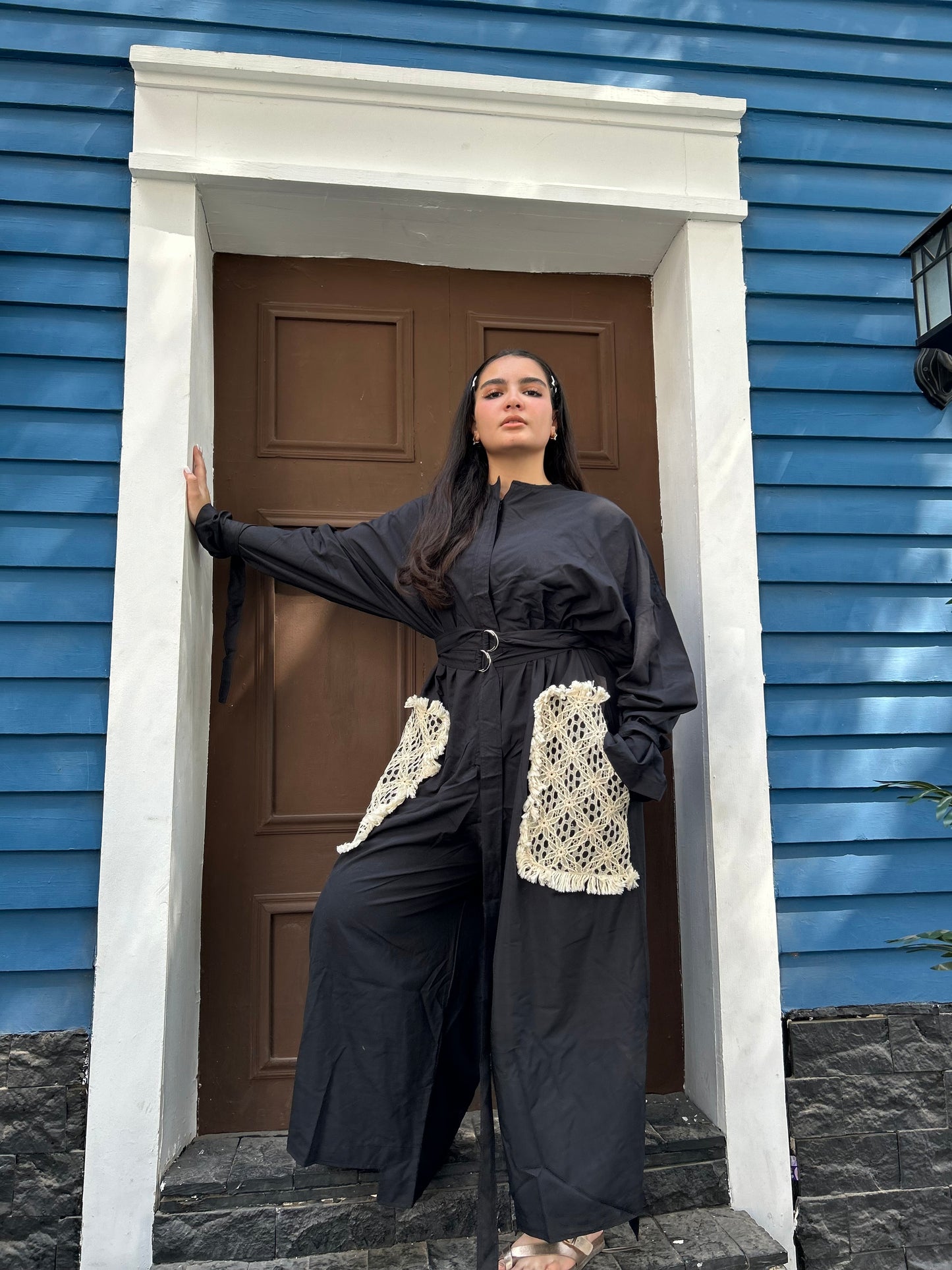 jumpsuit with lace pocket