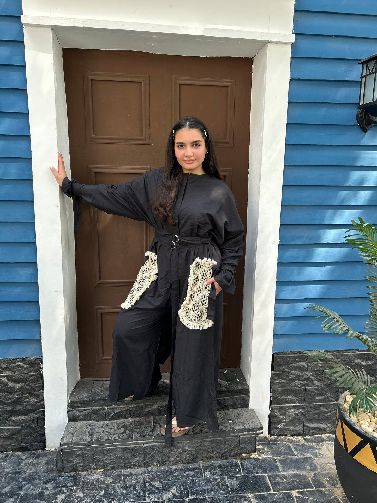 jumpsuit with lace pocket