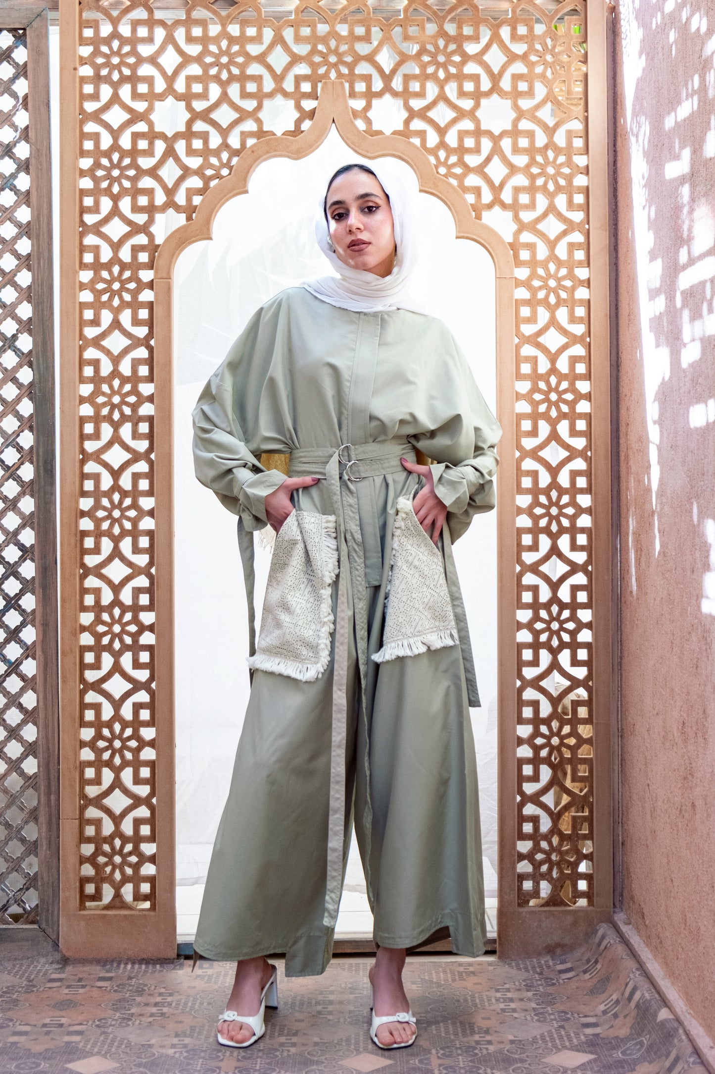 jumpsuit with lace pocket
