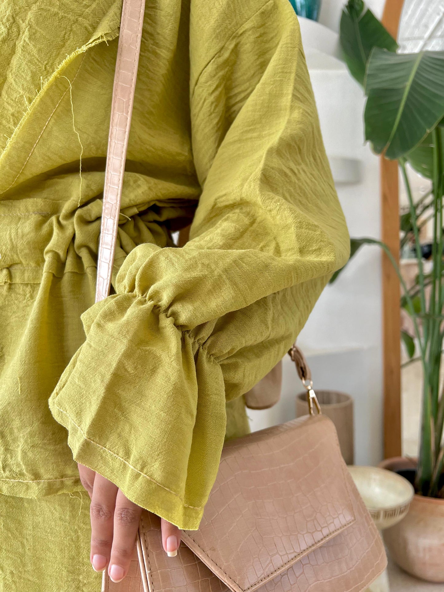 olive linen set