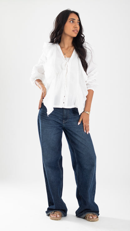 White Boho ruffle voil via