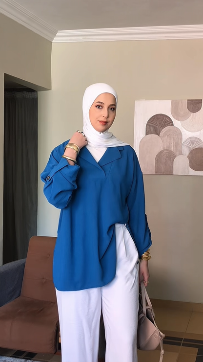 blue-cobalt crepe blouse