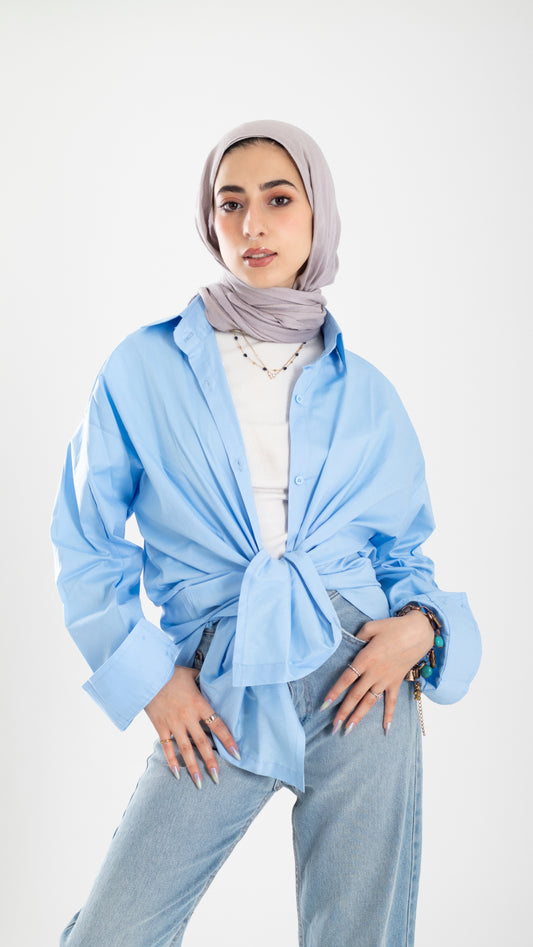 Baby blue over size shirt
