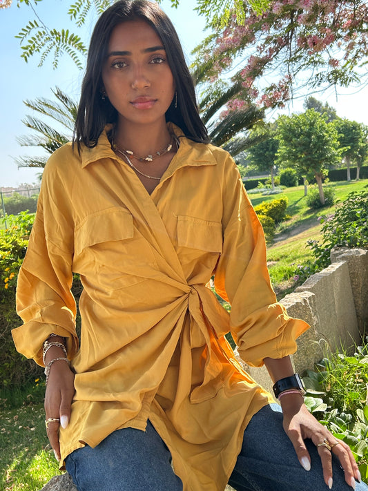 Mustard Tie blouse (90% cotton ) via