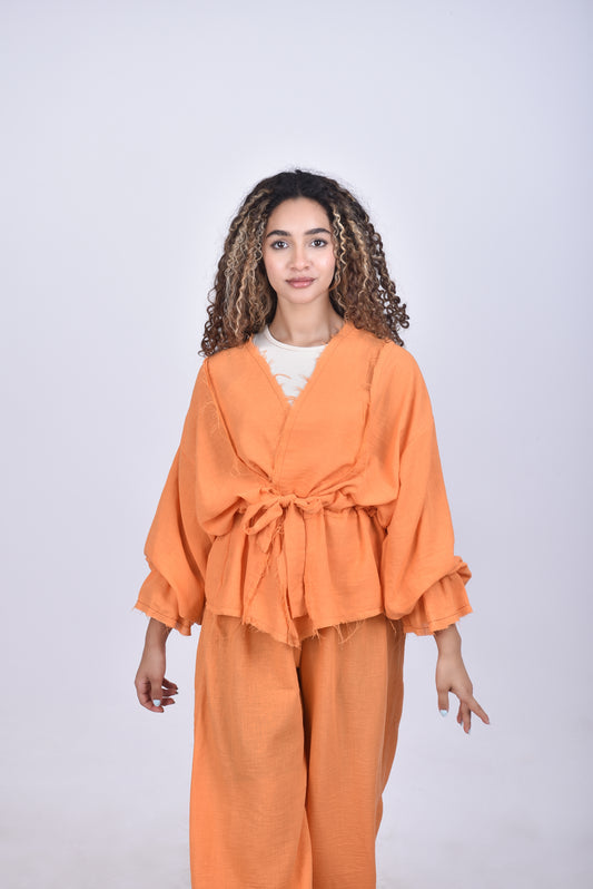 orange  linen set