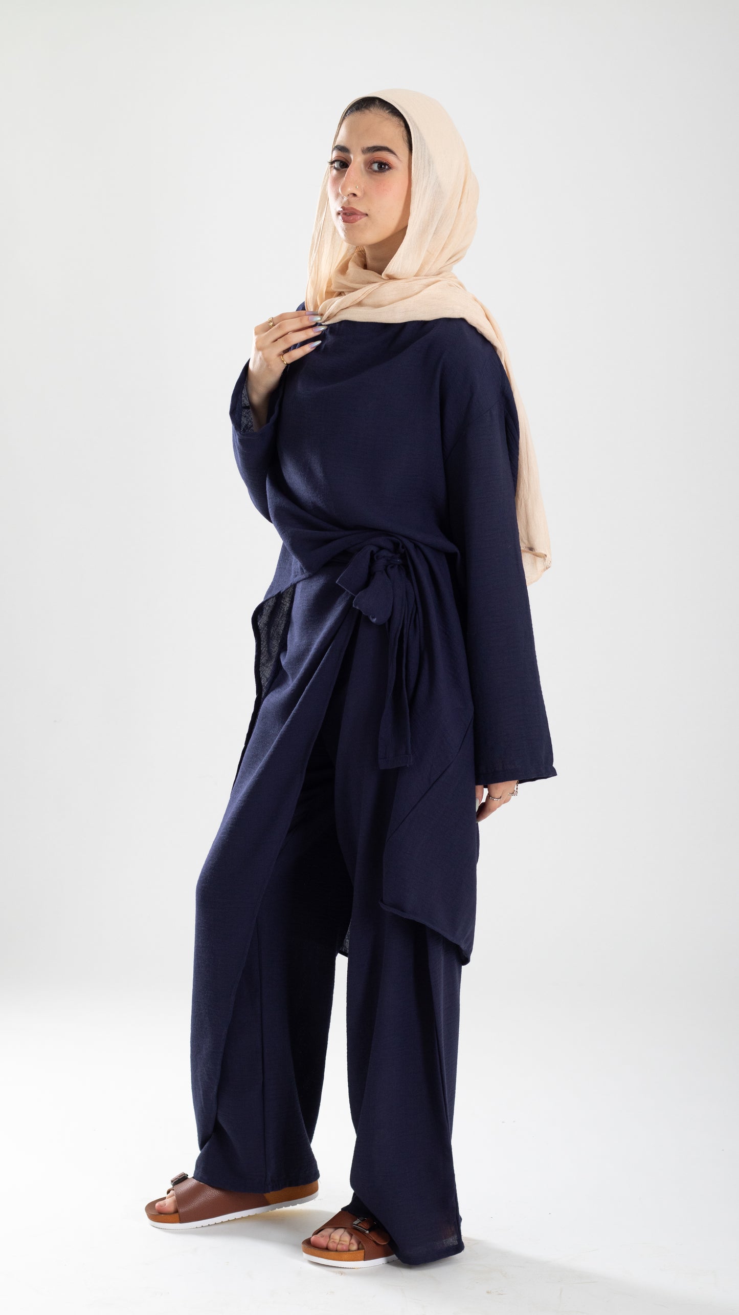 Navy Linen set (50%cotton