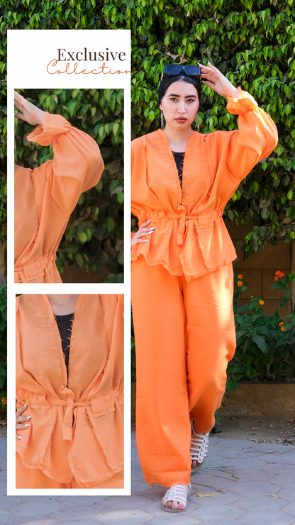 orange  linen set