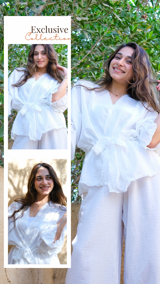 white  linen set