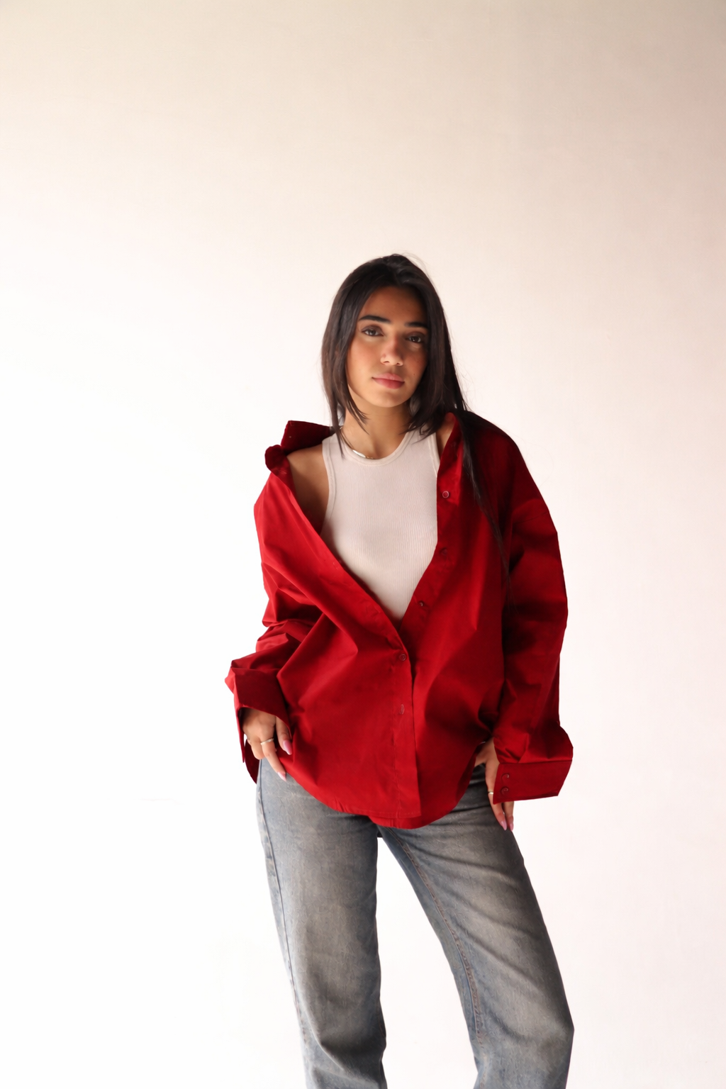 Red oversize shirt